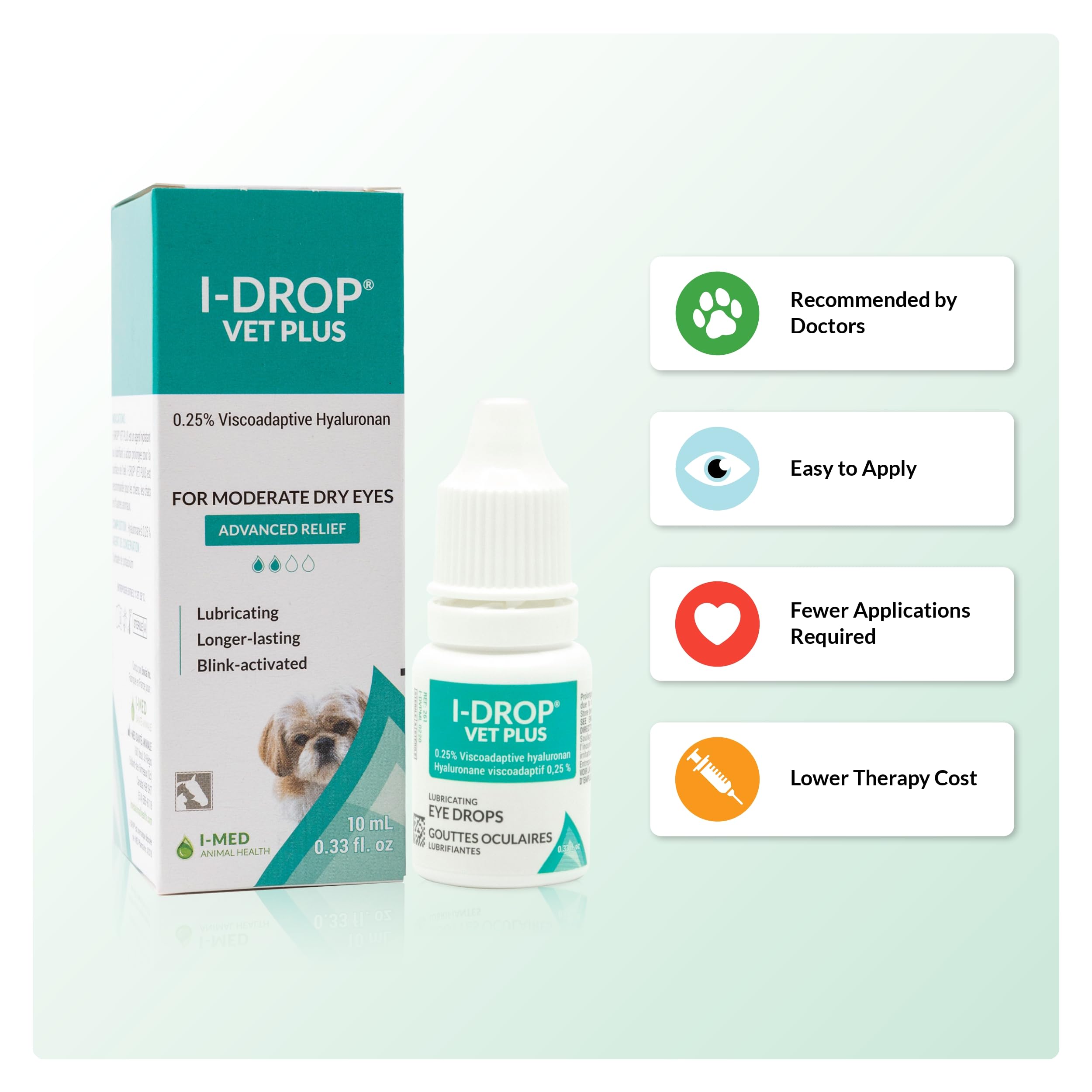 I-DROP VET PLUS gotas para ojos de perro alivio suave para ojos secos