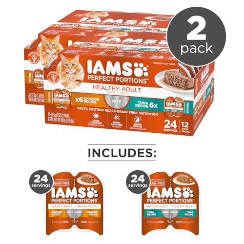 IAMS pate sin-granos para gatos, textura suave ideal para comidas diarias.