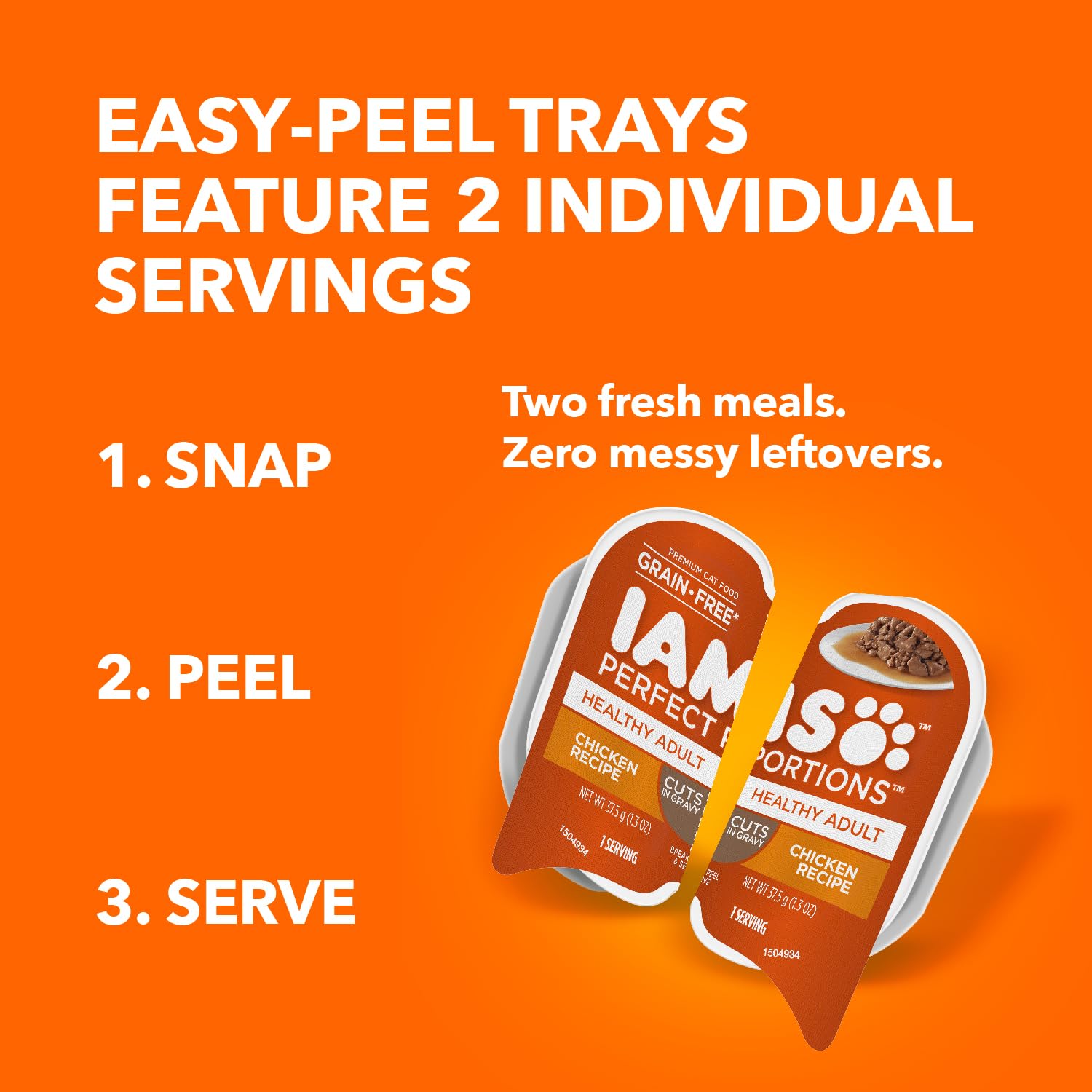 IAMS Perfect Portions, porciones individuales ya listas, servicio rápido sin desorden.