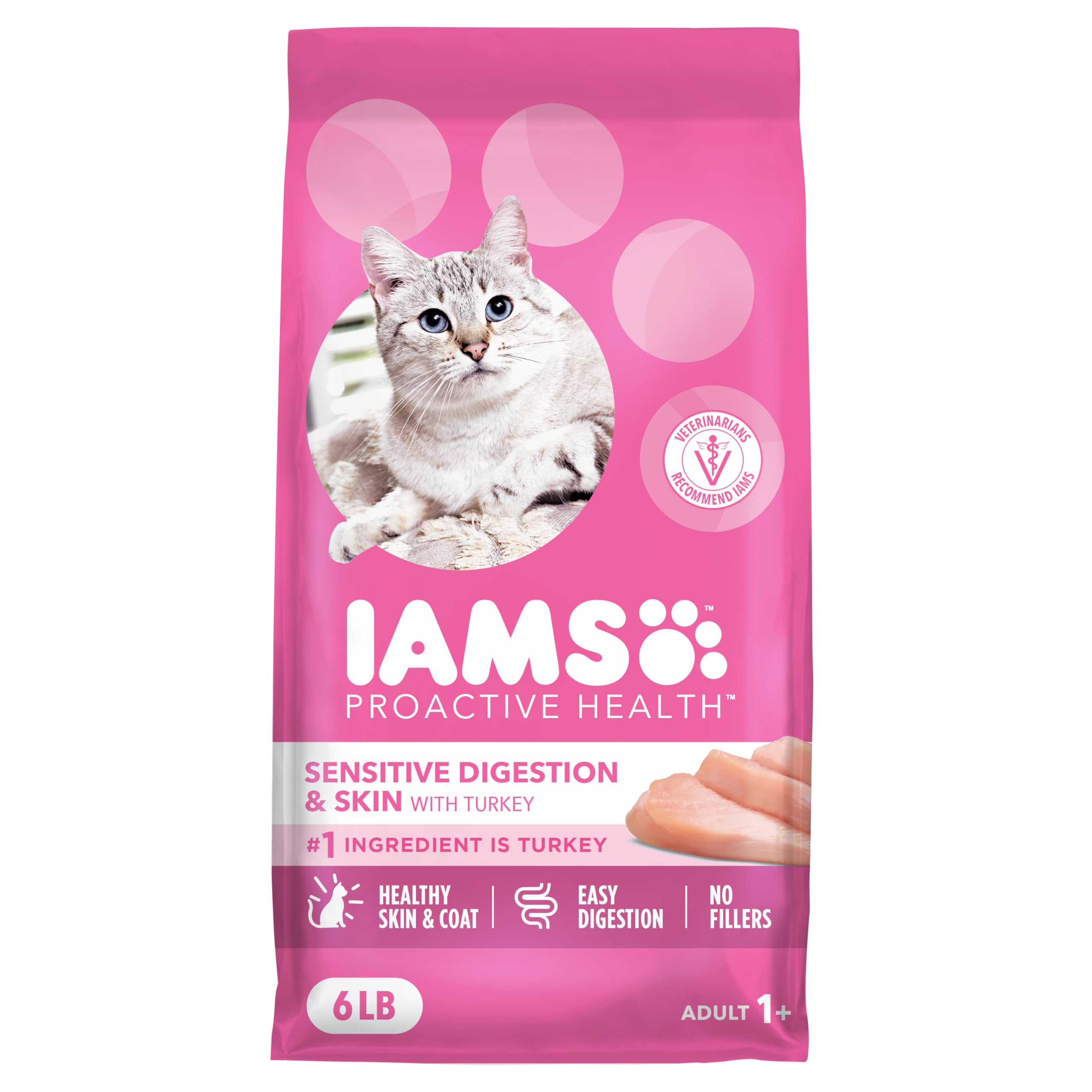 IAMS Proactiva Salud digestiva con pavo, comida seca para gato adulto.