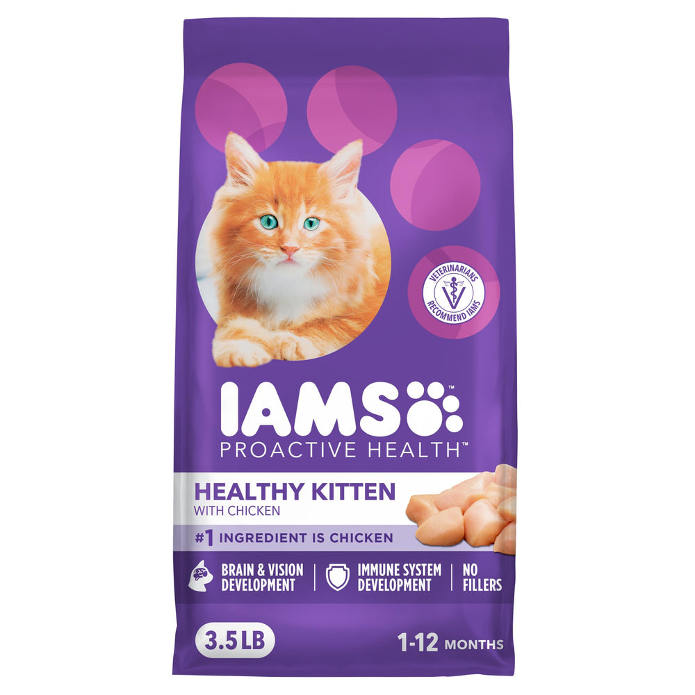 IAMS Proactive Health con pollo real, apoyo a músculos y energía del gatito.