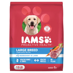 IAMS Salud Proactiva para perros grandes, croquetas de cordero y arroz, apoyo muscular.