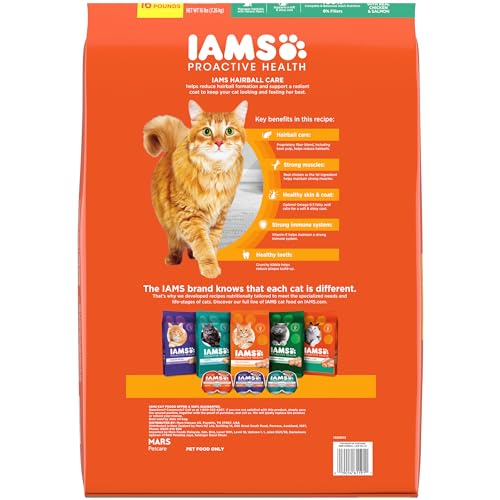 IAMS Proactive Health Hairball Care: bolsa de 16 libras para alimentación diaria de gatos.