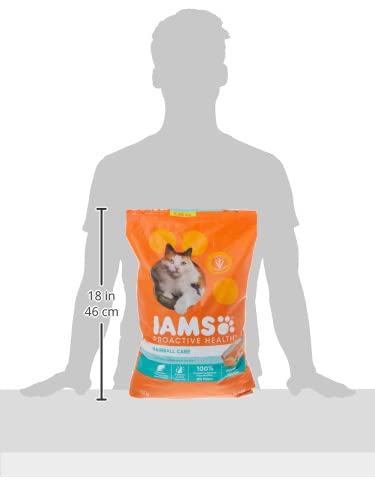 IAMS Proactive Health Hairball Care: fibra natural y prebióticos para digestión saludable.