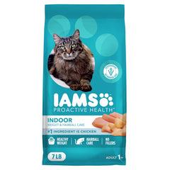 IAMS Proactive Health para gatos indoor con pollo real, sabor delicioso y completo.