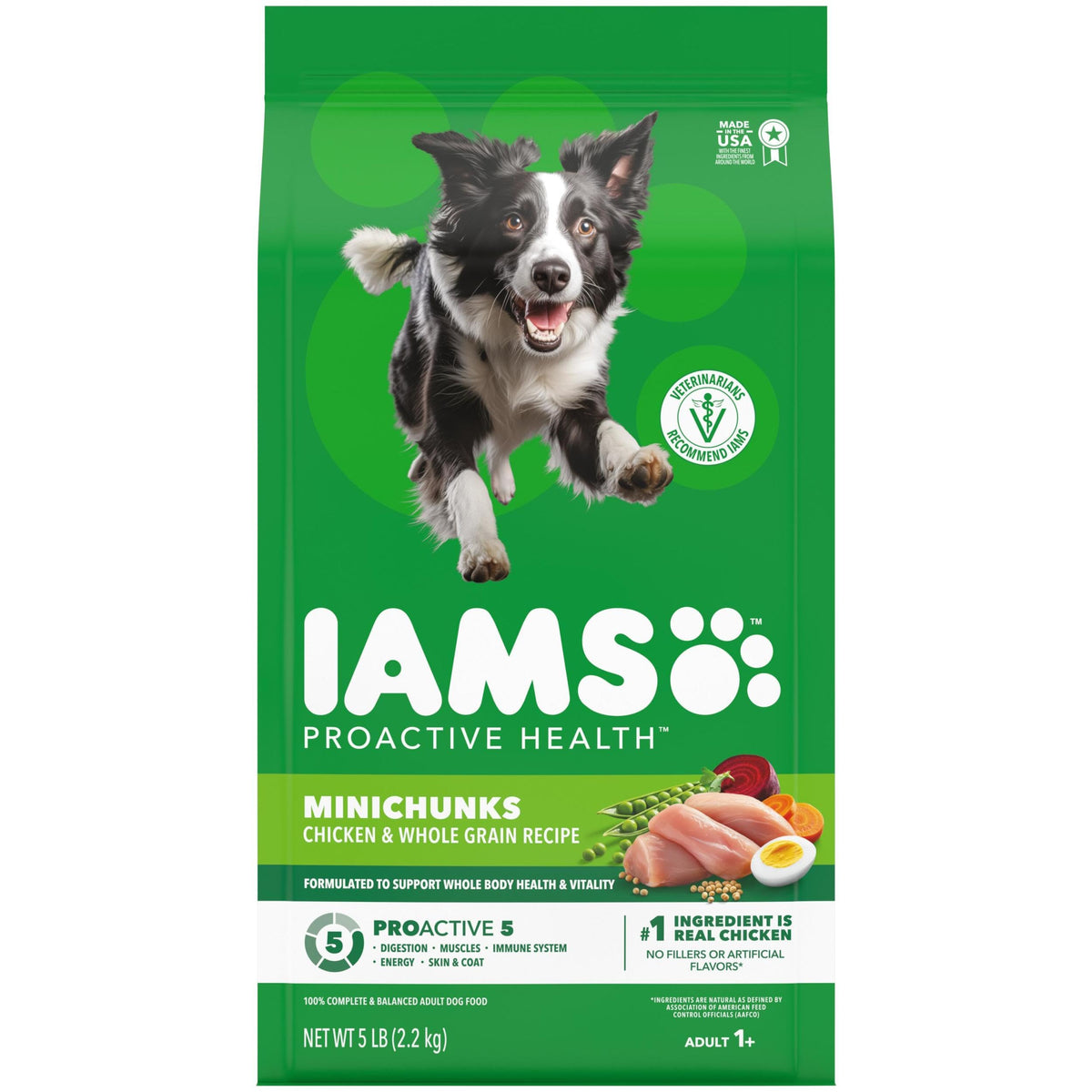 IAMS Proactive Health Minichunks en bolsa de 5 lb para perros activos.
