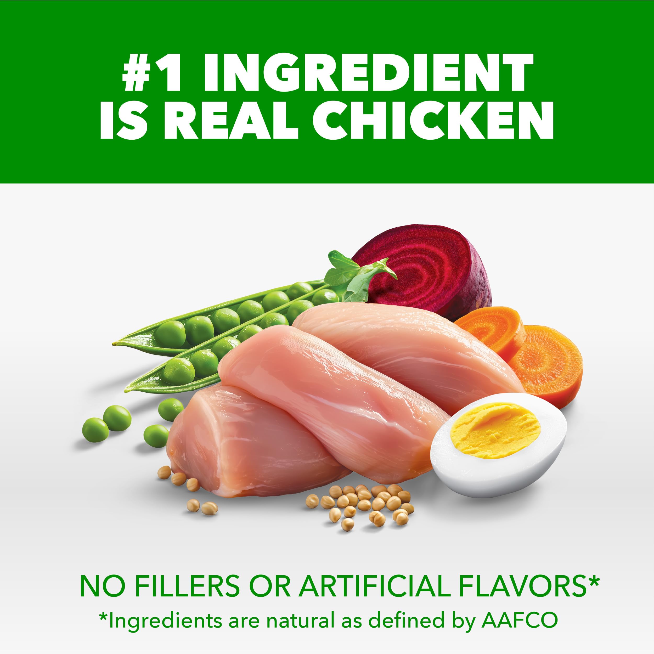 Pollo real como primer ingrediente en IAMS Proactive Health Minichunks.
