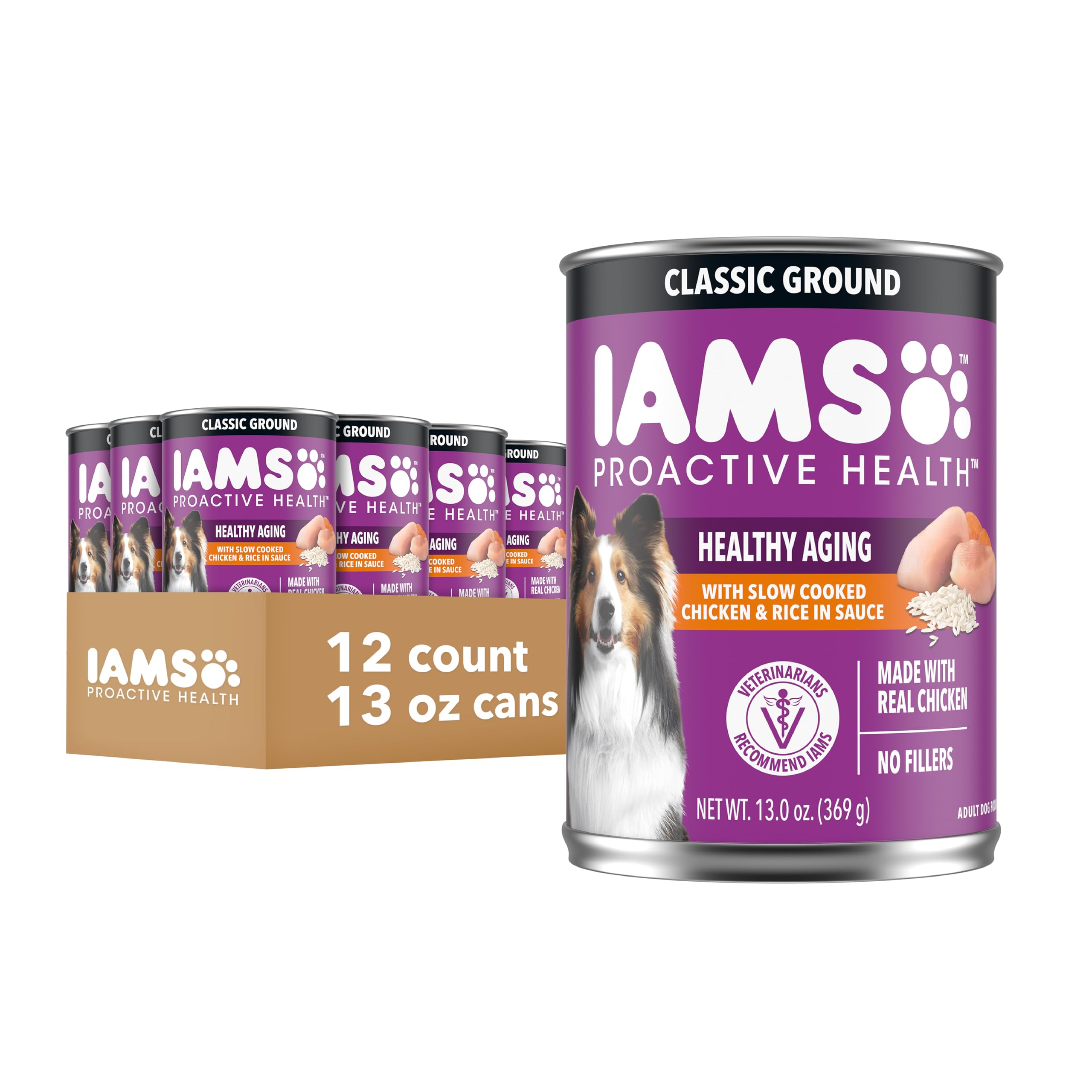 IAMS Proactive Health Senior, comida húmeda en lata con pollo y arroz suave para mayores