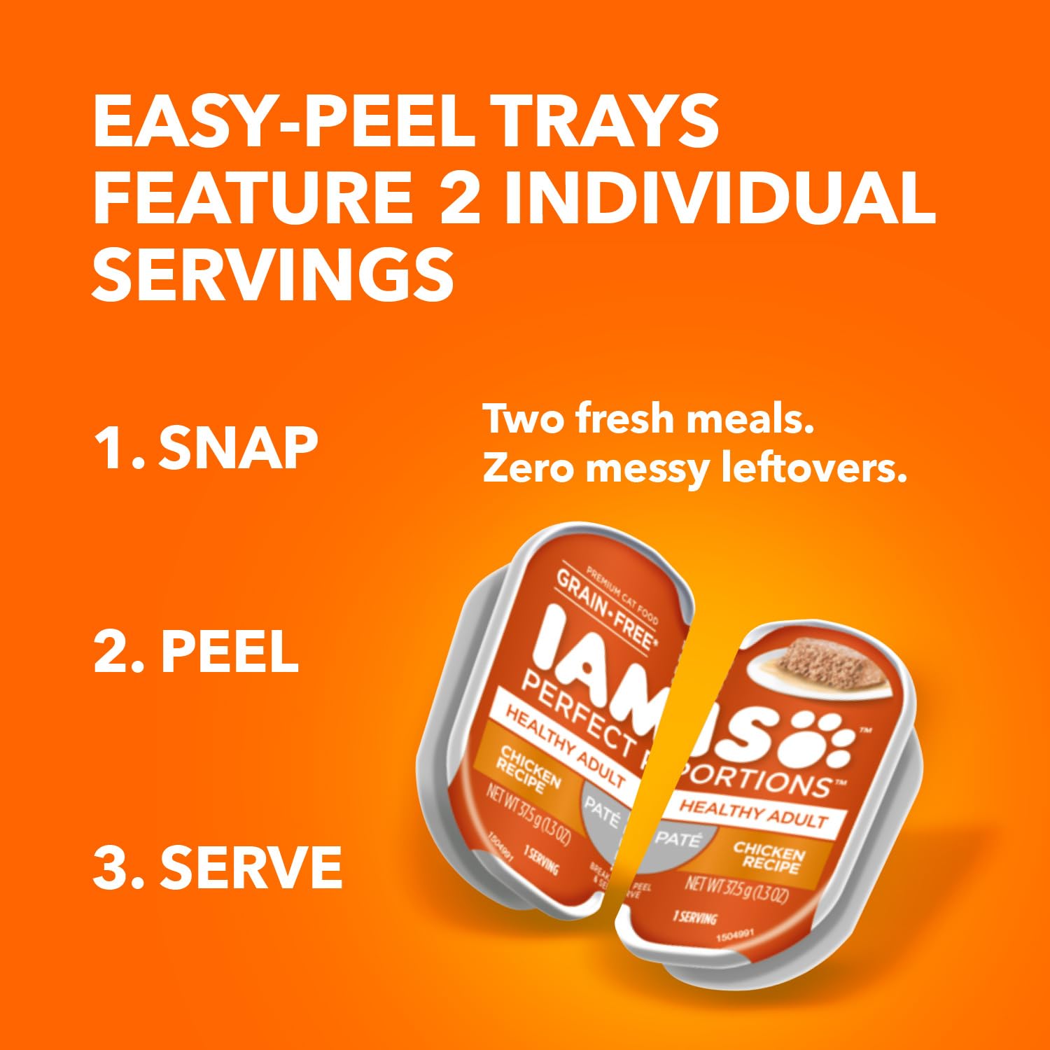 IAMS receta sin-granos para gatos adultos activos.