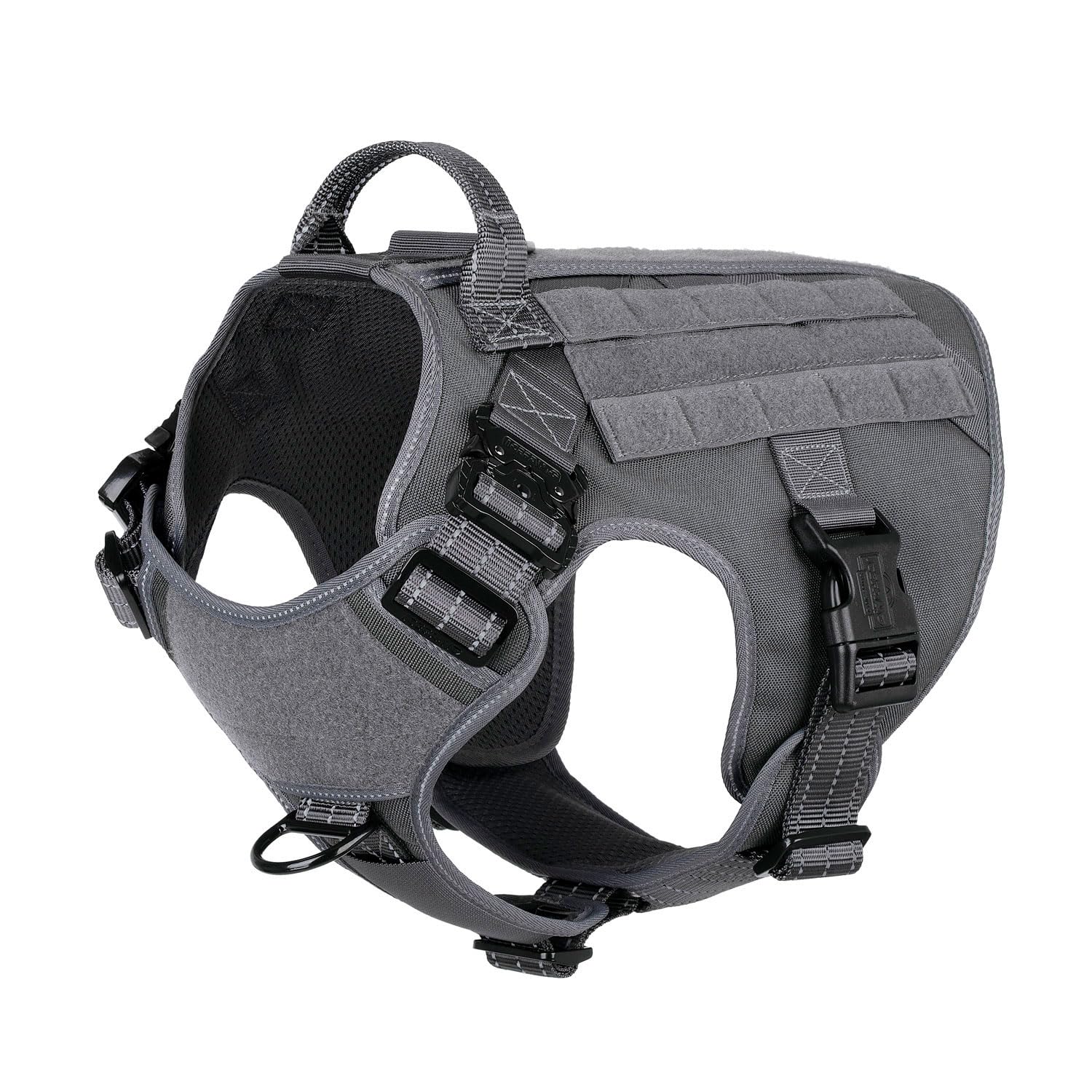 Arnés táctico ICEFANG para perro tamaño grande con hebillas de metal, seguridad mejorada.