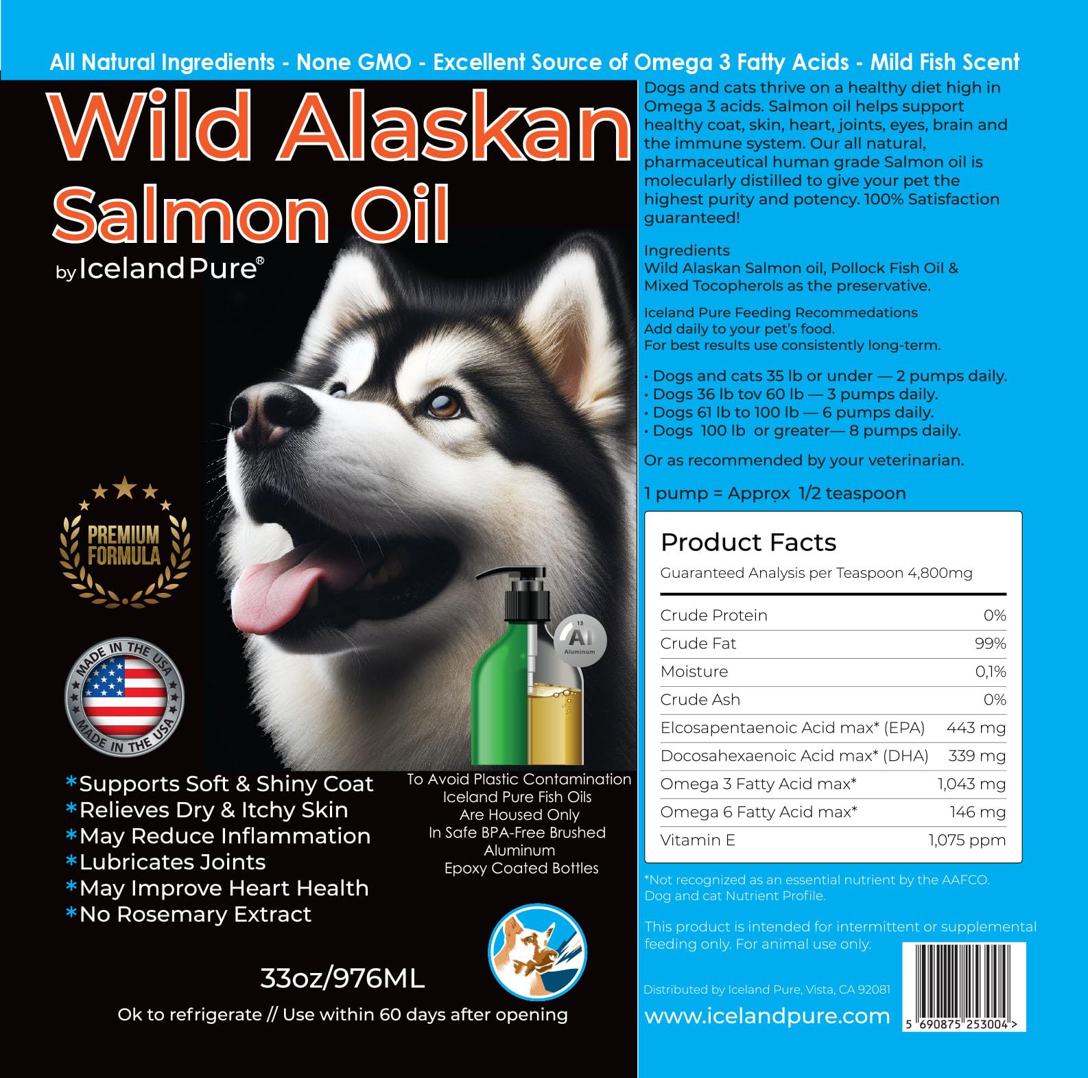 Iceland Pure apoyo a la inmunidad y salud cardíaca de perros y gatos.