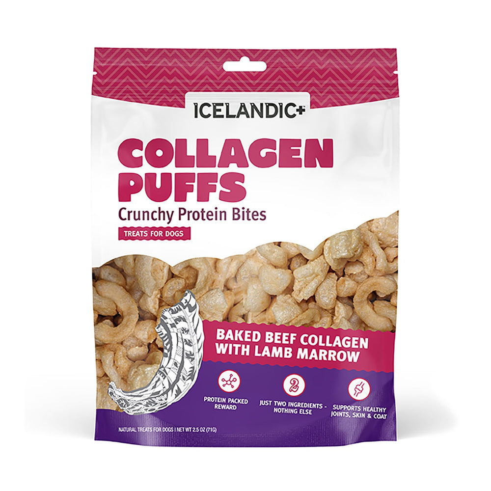 Icelandic+ Collagen Puffs trozos grandes de res y tuétano, crujientes para perros medianos y grandes