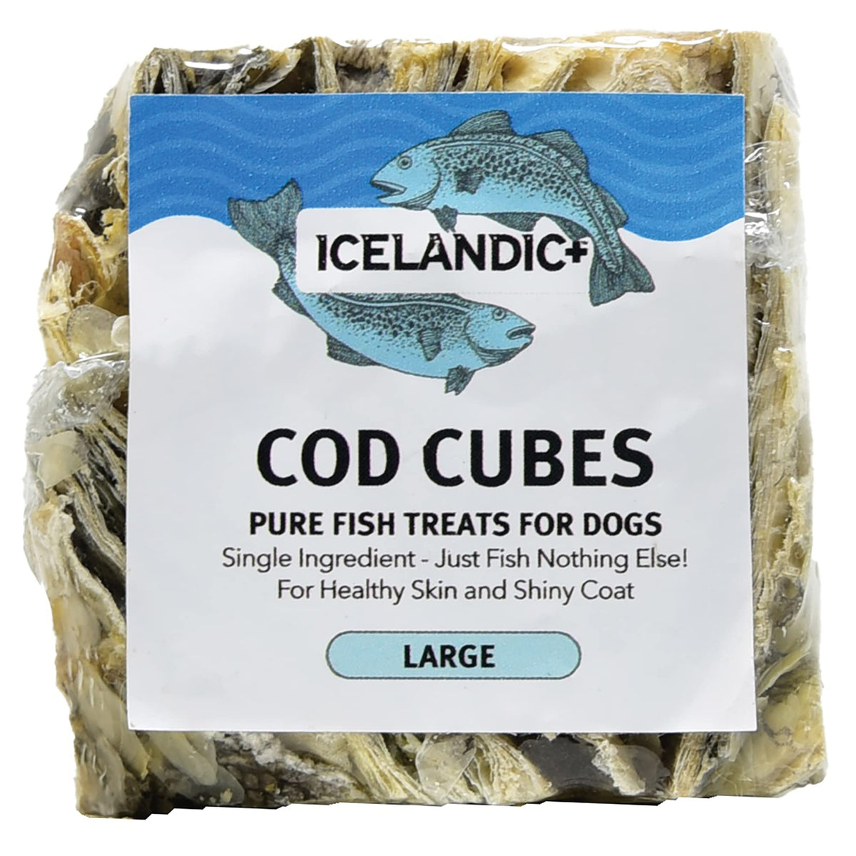 Icelandic+ cubo de bacalao grande 2 pulgadas, ideal para masticar y premiar.