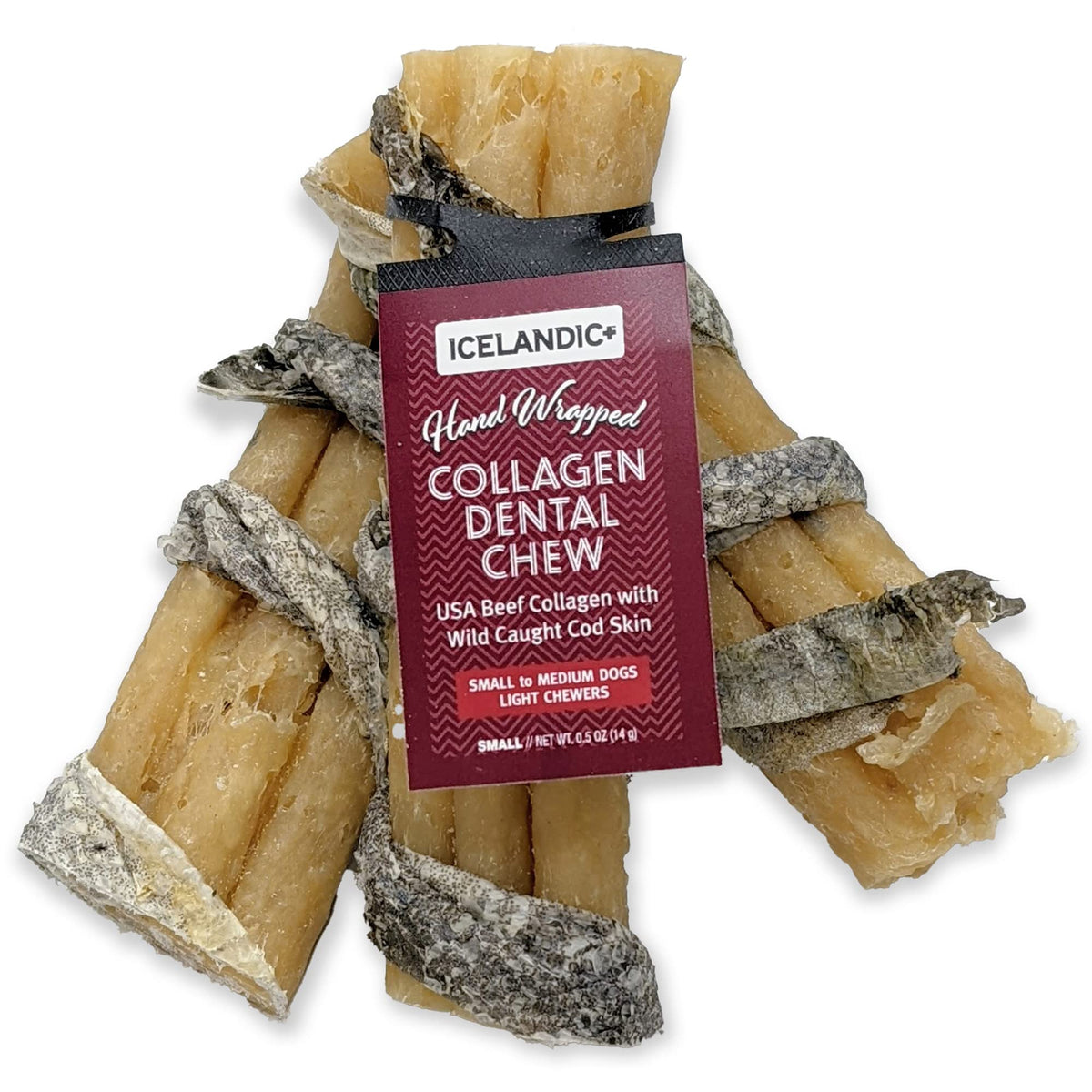 Icelandic+ colageno dental de res, palito de 4 pulgadas para masticación prolongada.