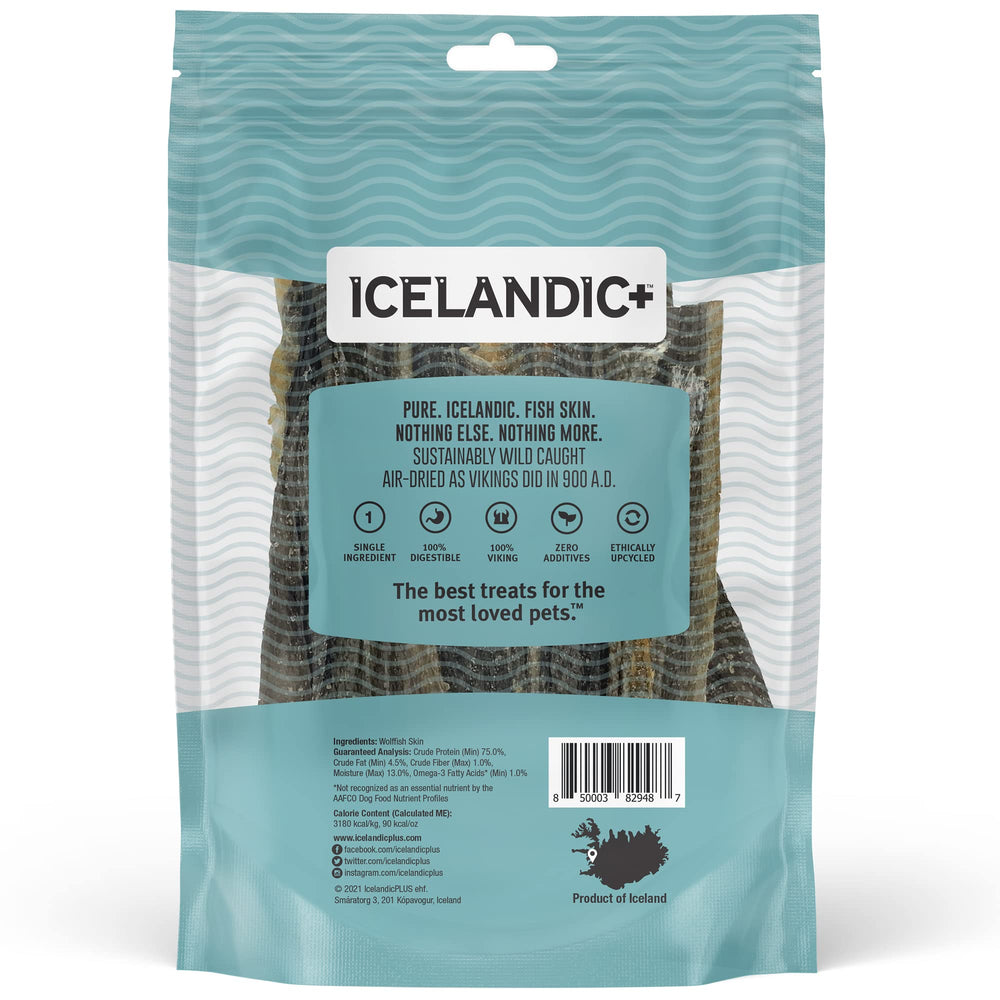 Icelandic+ piel de pescado, textura crujiente, ideal entrenamiento y recompensa.