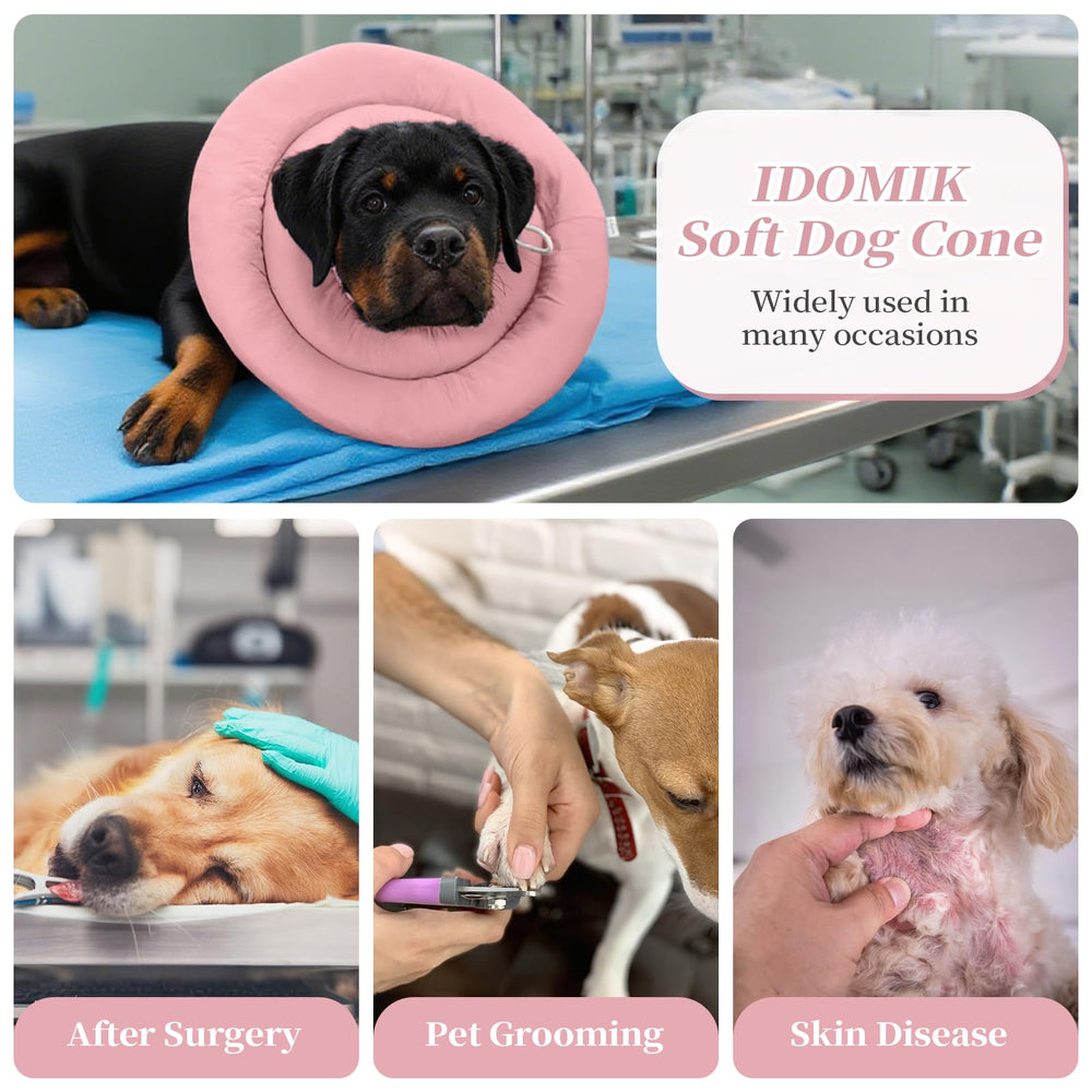 IDOMIK collar-anti-lamer-perros: reduce lamidos para menor manipulación de la zona.