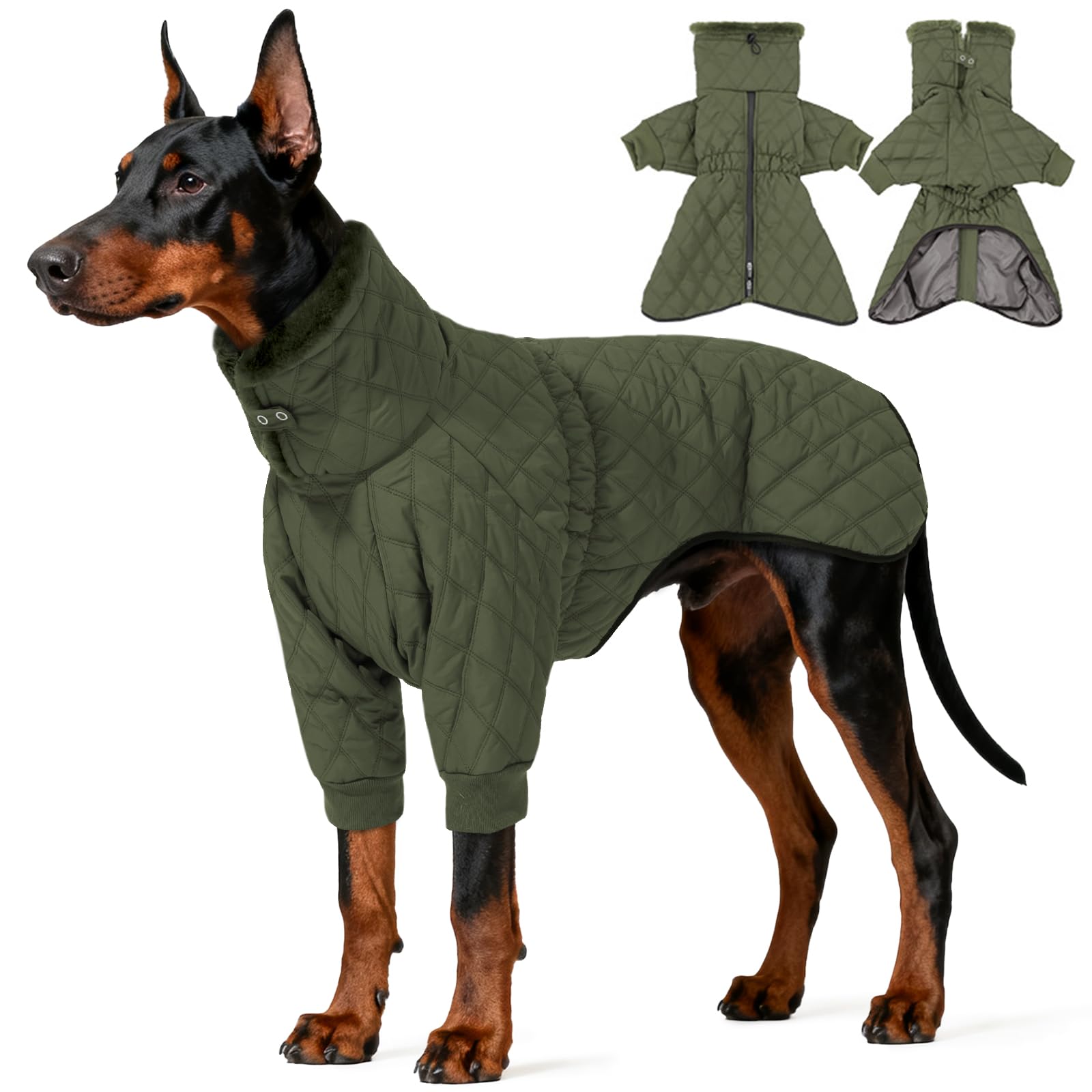 IDOMIK abrigo para perros con cuello alto mantiene caliente durante paseos fríos.