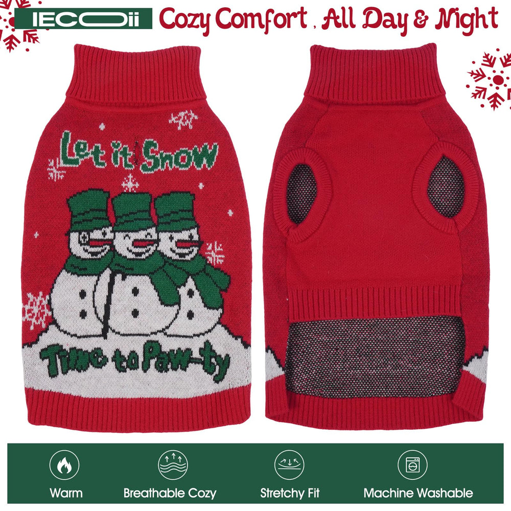 IECOii detalle muneco de nieve, tejido suave en prenda para perro extragrande.