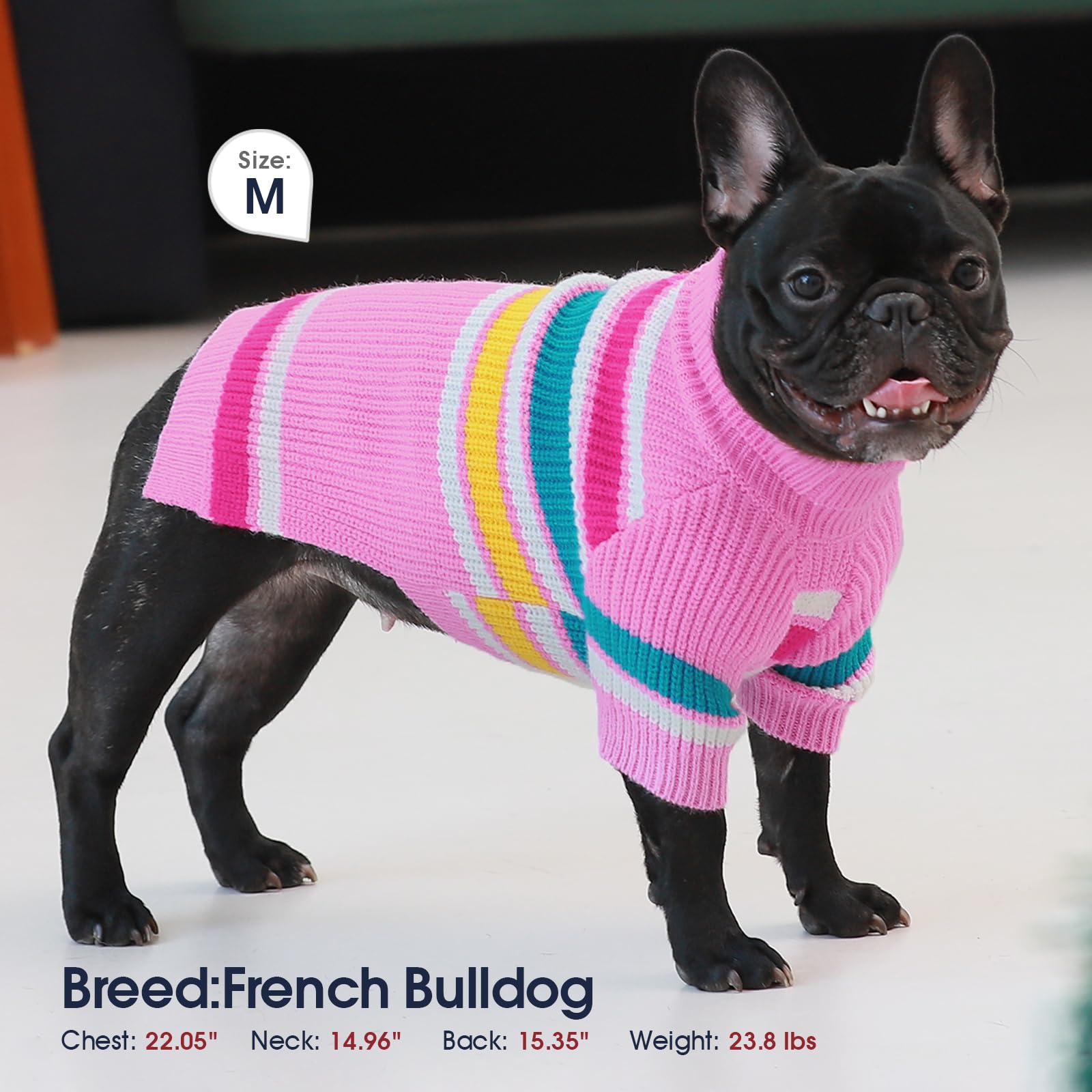 IECOii sudadera XL para perro cuello alto rosa, protección cálida