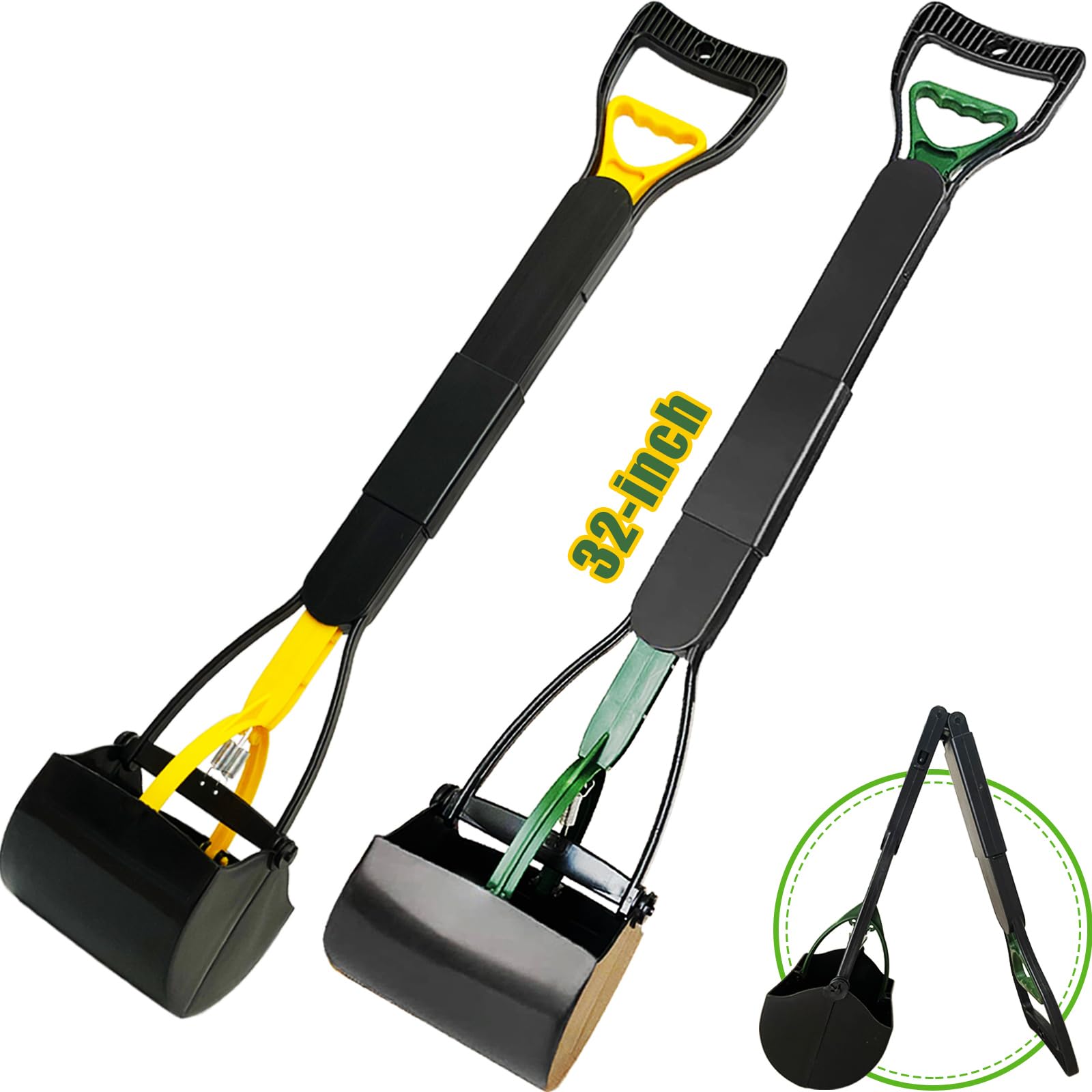 ienjoyed pooper scooper con mango de 32 pulgadas para uso ergonómico