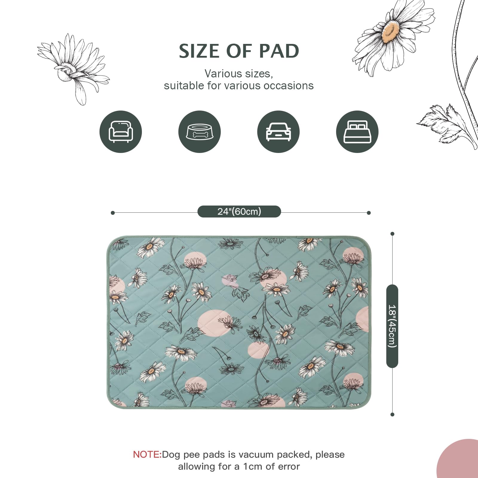 IEUUMLER tapete con diseño Daisy verde facilita limpieza y orden en casa