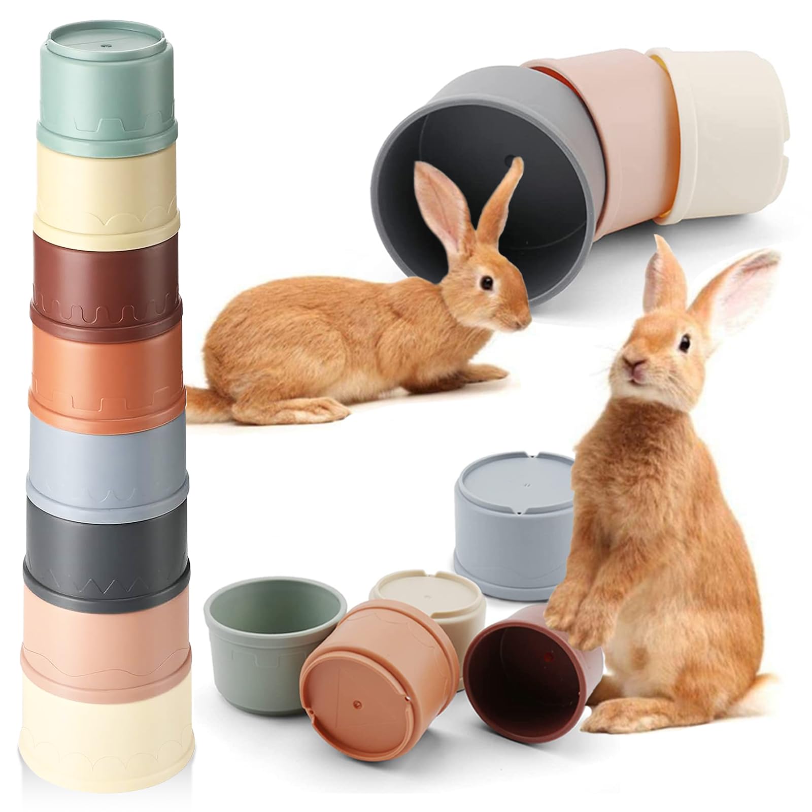 Iffitya cubos apilables para conejo, colores vibrantes que inspiran juego seguro y exploración diaria.