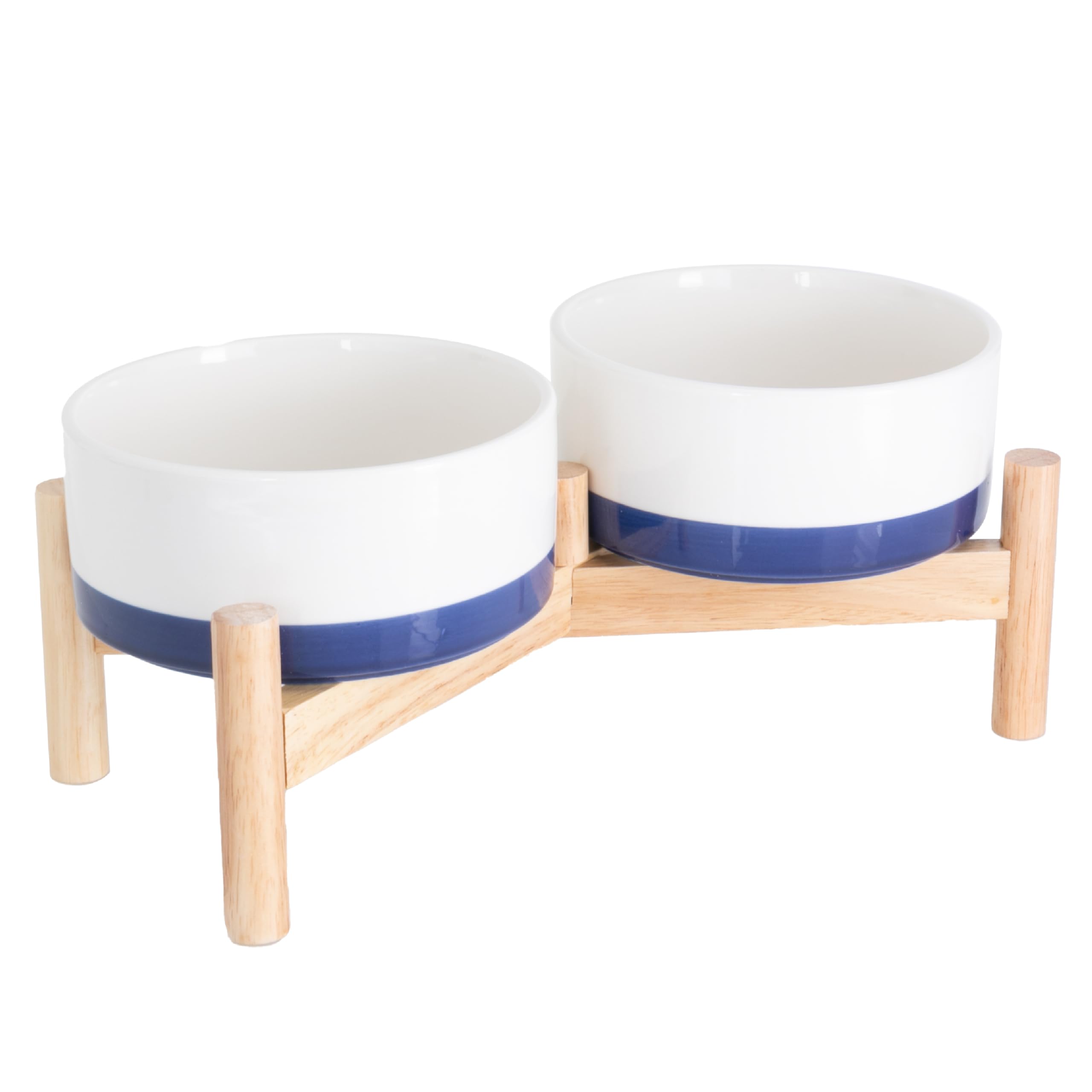 Ilyapa tazones cerámicos elevados azul de 6 pulgadas para perros ergonómicos durante la comida