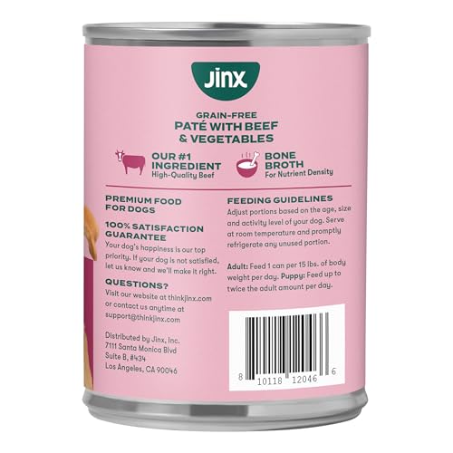 Jinx Premium Wet Dog Food - Beef Pâté, Grain-Free, 12 x 13 oz Pack