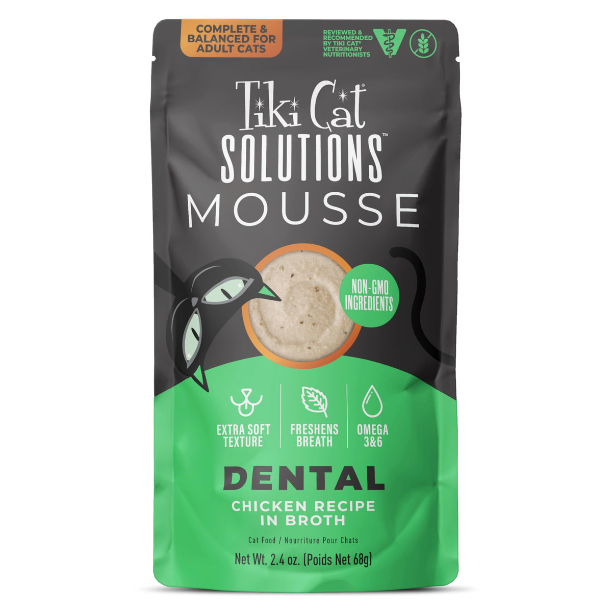 TIKI PETS – Tiki Cat Solutions Dental Mousse (Chicken, Broth) — 12 2.4 oz Pouches