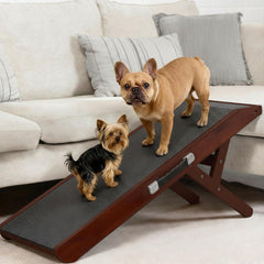 PRIORPET Dog Ramp for Couch – Non-Slip, Foldable Birchwood Ramp, 200 lb Capacity, Adjustable 7–20 in, Walnut