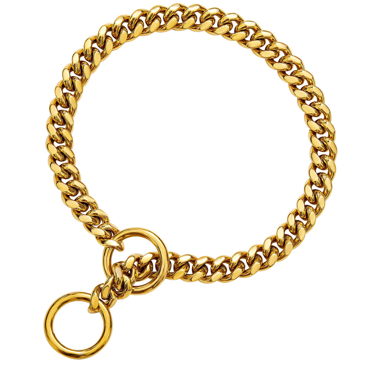 txprodogchains Collar de Perro 10mm Cadena Cubana en Oro Rosado sobre Acero Inoxidable – Paseo y Entrenamiento