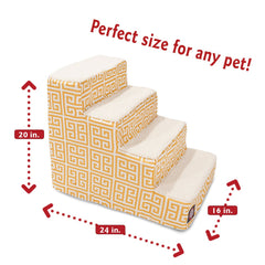 Majestic Pet 4 Step Portable Dog Stairs for Small Dogs to get on Bed Supports 25 lbs or Less – Dog Steps for High Bed with Machine Washable Cover – Pet Stairs for Cats Towers Yellow