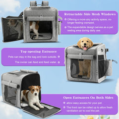 Ramalto Cesta de bicicleta extensible para perros con soporte de montaje seguro, transportín mochila plegable multifunción para perros pequeños y gatos, con hebilla de seguridad y 4 ventanas de malla de ventilación