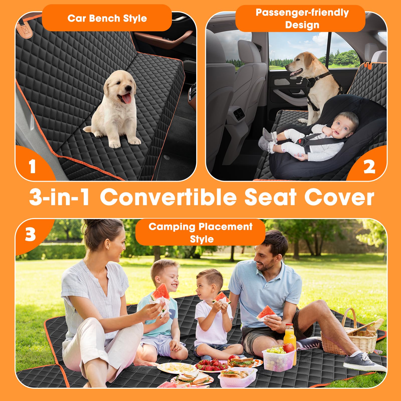 MIXJOY Truck Back Seat Cover for Dogs – Waterproof, Nonslip Pet Seat Cover for Trucks