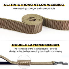 Fida 4 ft Dog Leash - Padded Double Handle, Easy Hook and Reflective