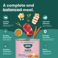 Jinx Premium Wet Dog Food - Beef Pâté, Grain-Free, 12 x 13 oz Pack