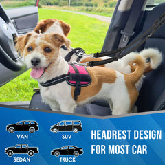 Lukovee Doble Cinturón para Perros en Coche – Seguridad para 2 Mascotas, 360° sin Enredos, Alto Ajuste