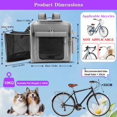 Ramalto Cesta de bicicleta extensible para perros con soporte de montaje seguro, transportín mochila plegable multifunción para perros pequeños y gatos, con hebilla de seguridad y 4 ventanas de malla de ventilación