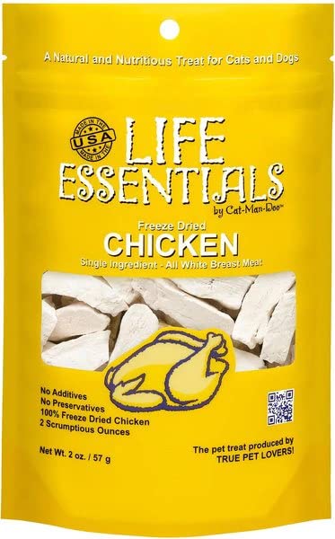 Life Essentials By Cat-Man-Doo - Freeze Dried Chicken Treats for Dogs and Cats, 56 g