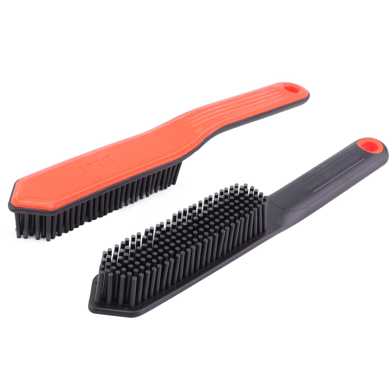 SPTA Pet Brush – 2 Pieces, Triangular Tip, Rubber Bristles, Metal-Free Design, Ergonomic Handle