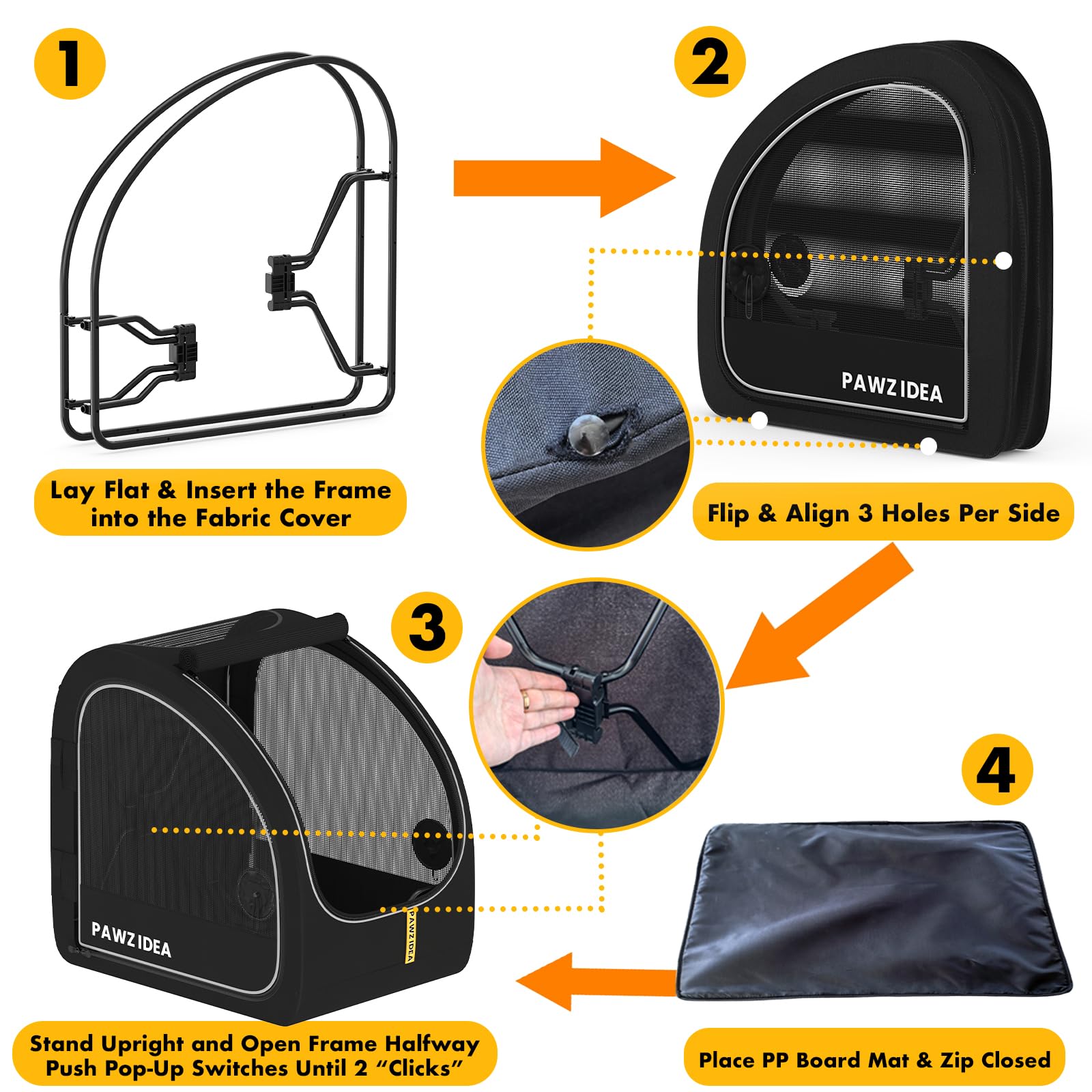 PAWZIDEA Transportín portátil para perros en coche (mediano–grande, hasta 36 kg)