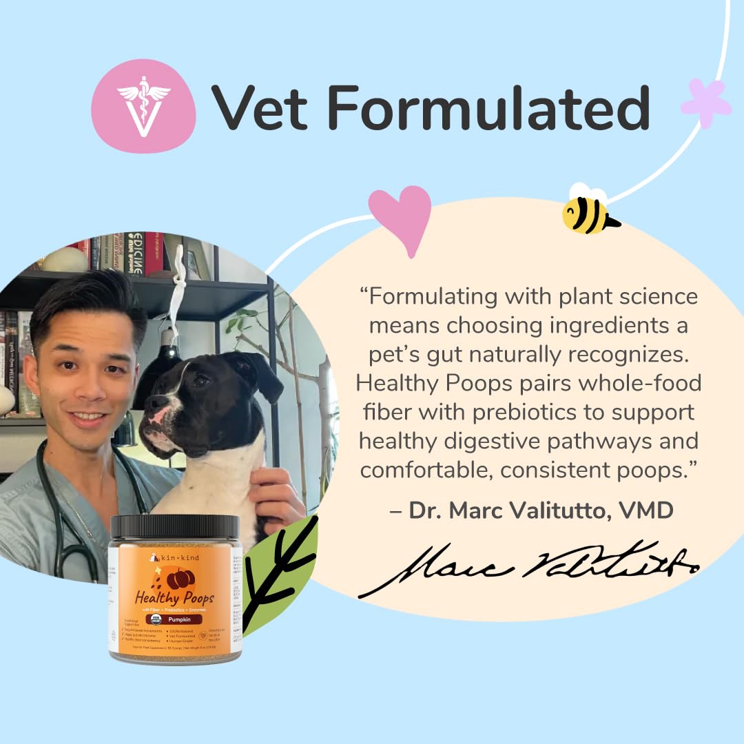 kin+kind Healthy Poops - Polvo Orgánico de Calabaza para Perros y Gatos