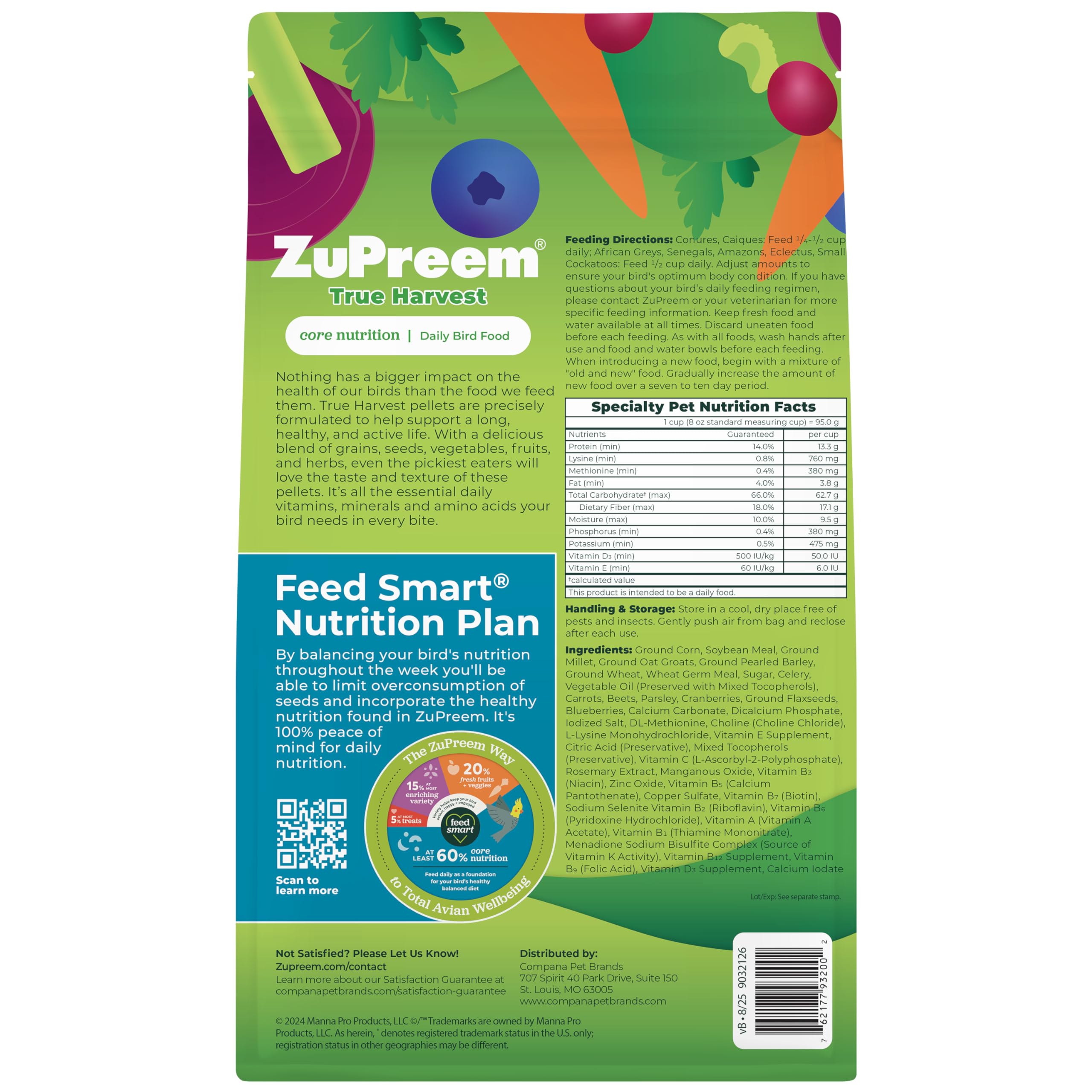 ZuPreem Natural Alimento para Aves - Pellets para Loros, Conures y Más (M/L, 3 lb) | Nutrición ZuPreem, Hecho en EE. UU.