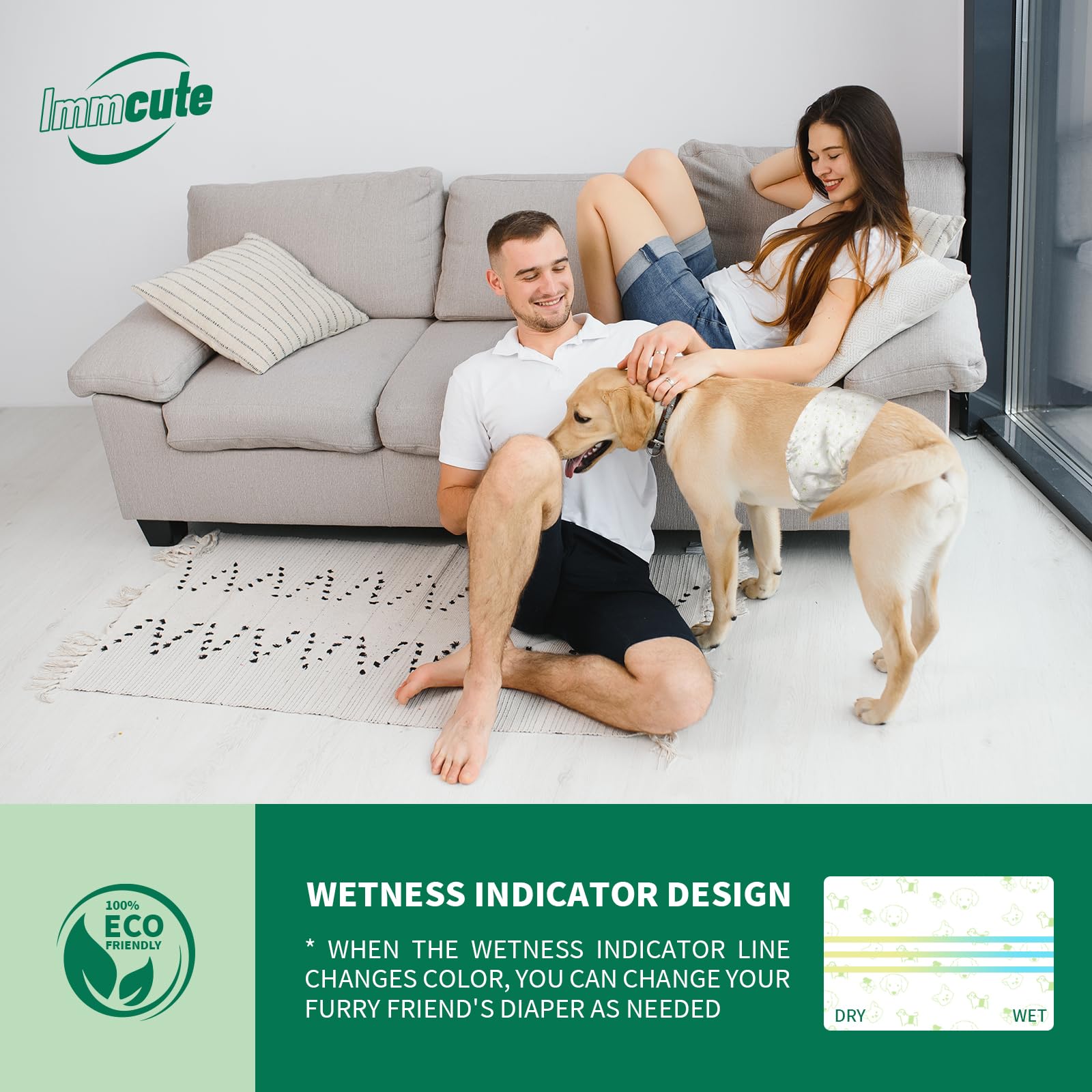 Pañales IMMCUTE para perros machos aptos para todo clima y situaciones