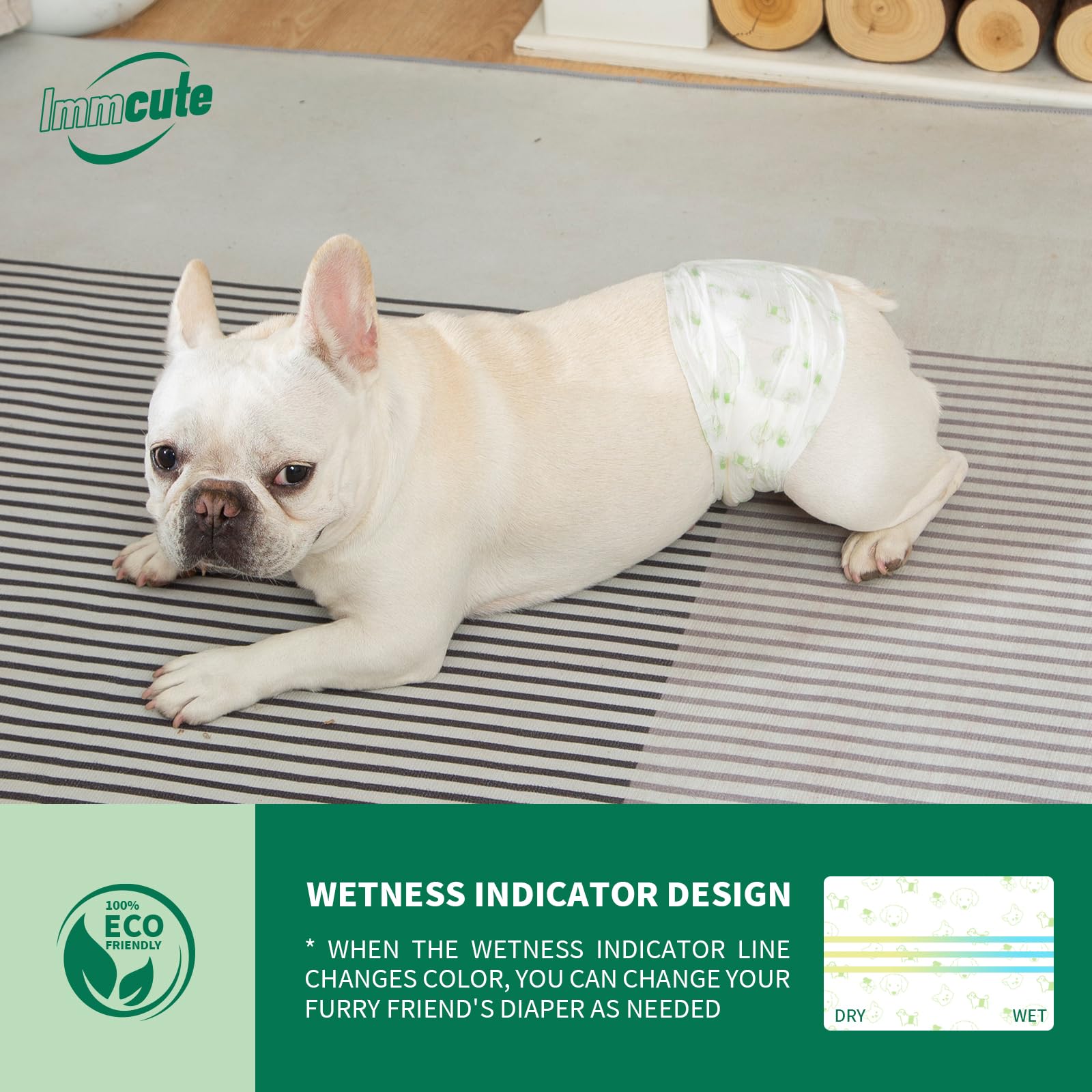 Pañales IMMCUTE con absorción superior para perros, mantiene seco