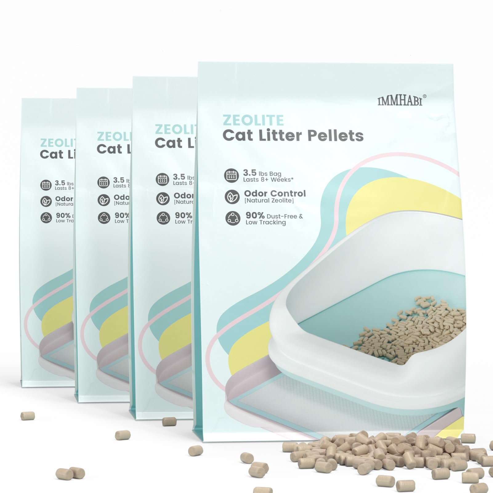 IMMHABI pellets para arena de gatos de 14 libras: absorción natural de olores.