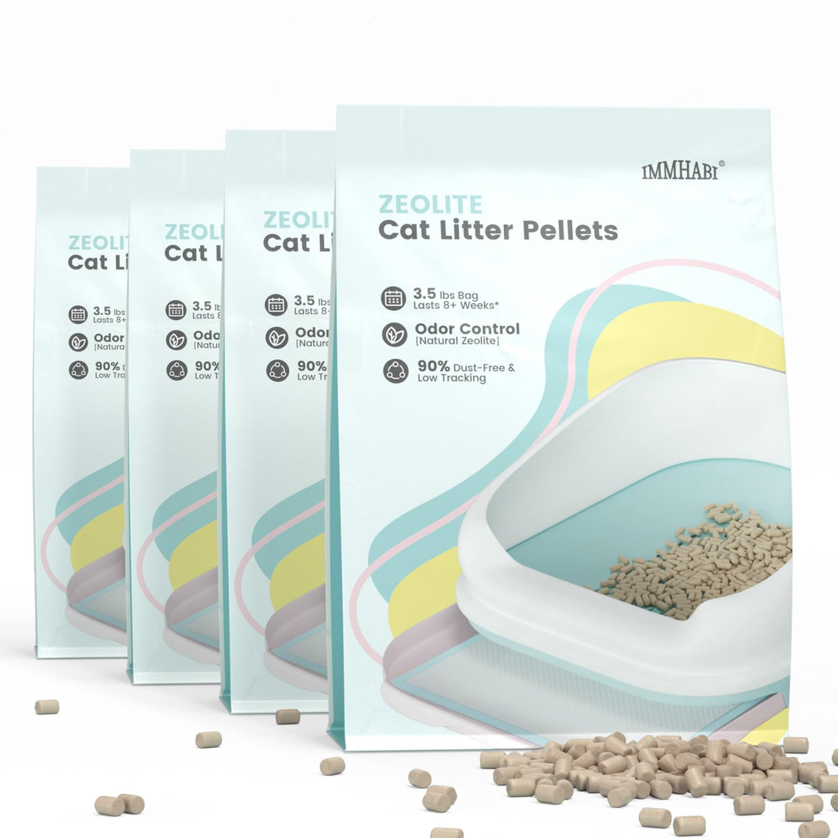 IMMHABI pellets para arena de gatos de 14 libras: absorción natural de olores.