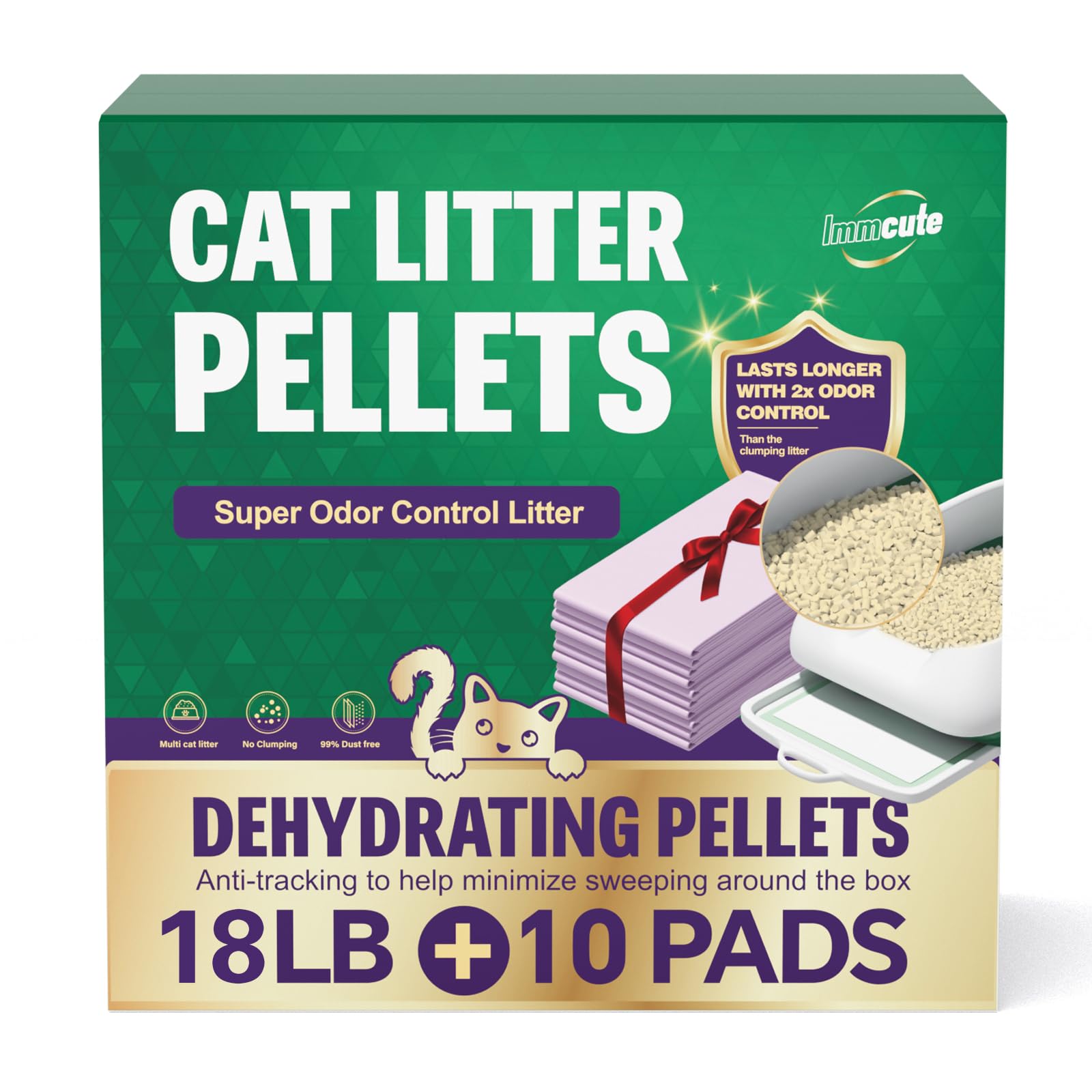 IMMCUTE Zeolite arenero pellets, bolsa de 18 lb, ofrecen duración larga y control de olores.