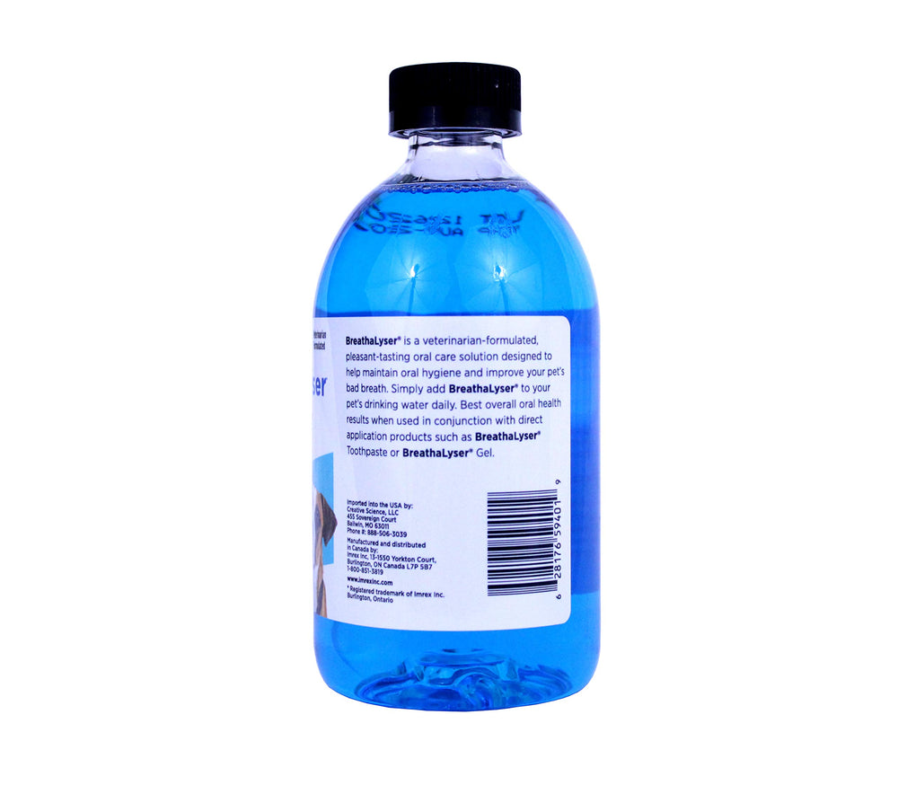imRex Breathalyser uso diario en agua para apoyar el aliento fresco de tu gato.