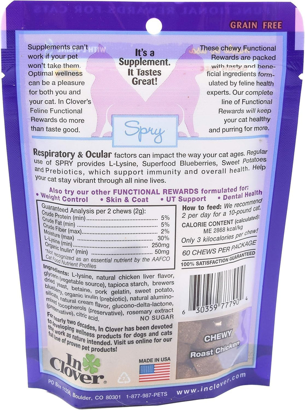 In Clover Spry: ingredientes clave como L-Lisina para apoyar defensas naturales.